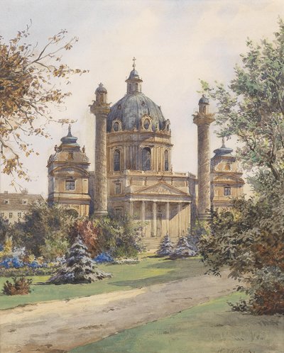 The Karlskirche in Vienna by Carl Wenzel Zajicek